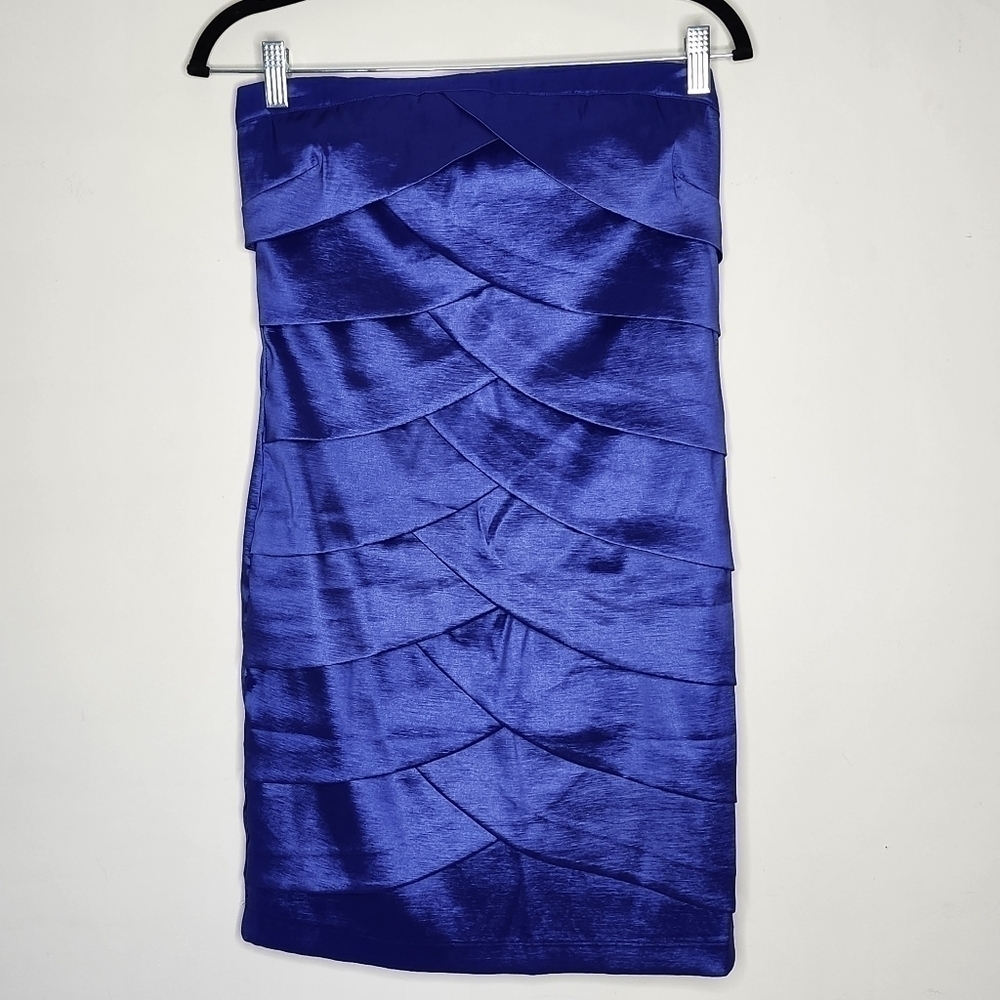DYNAMITE Cobalt Blue Shiny Strapless Tube Dress Size 9